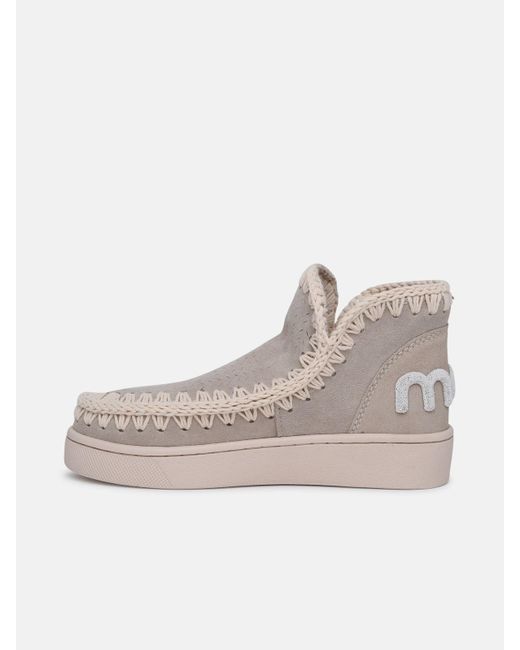 Mou Leather Monochrome Chalk Cotton Canvas Sneaker in Beige (Natural) | Lyst