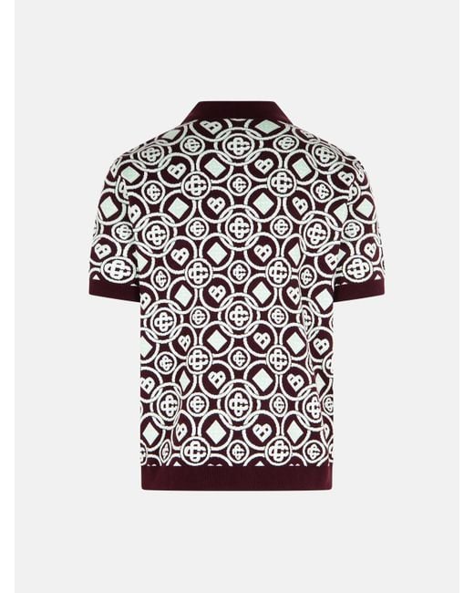 Casablanca Red 'monogram' Burgundy Cotton Polo Shirt for men