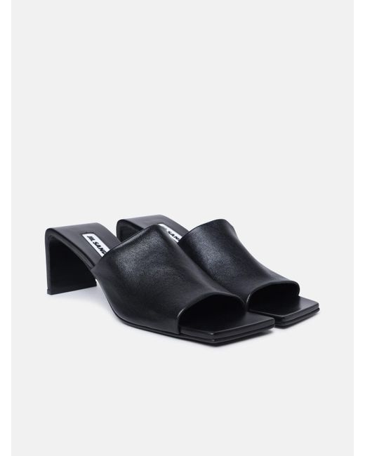 Jil Sander Black Leather Sandals