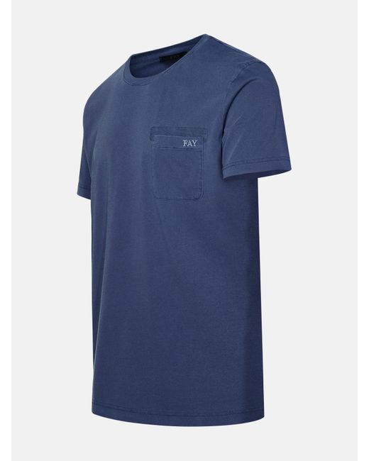 Fay Blue Cotton T-shirt for men
