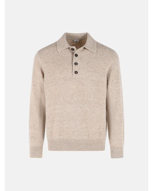 Eleventy Natural Wool Polo Shirt for men