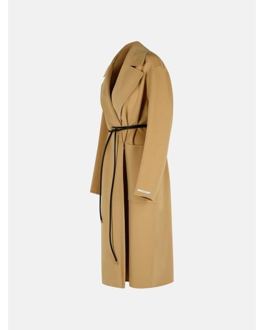 Sportmax Natural Abate' Camel Virgin Wool Robe Coat