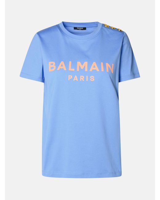 Balmain Blue Cotton T-shirt