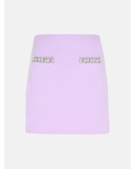 Self-Portrait Purple 'crystal' Skirt In Lilac Viscose Blend