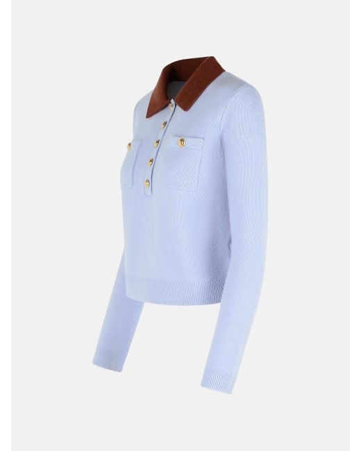 Self-Portrait Blue Wool Blend Sweater