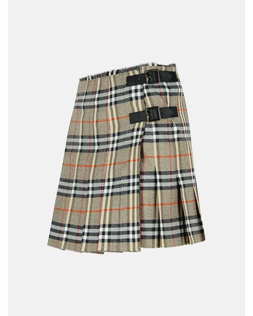 Burberry Gray Wool Mini Kilt