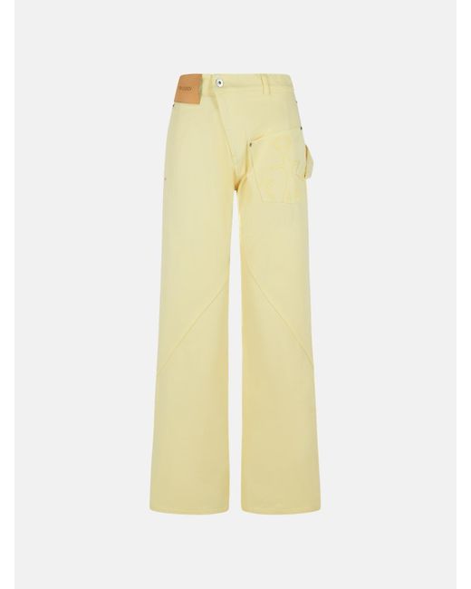 J.W. Anderson Yellow Workwear' Cotton Pants With Twisted Leg