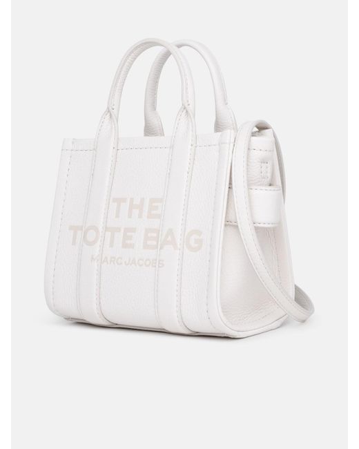 Marc Jacobs White Ivory Leather Micro Tote Bag