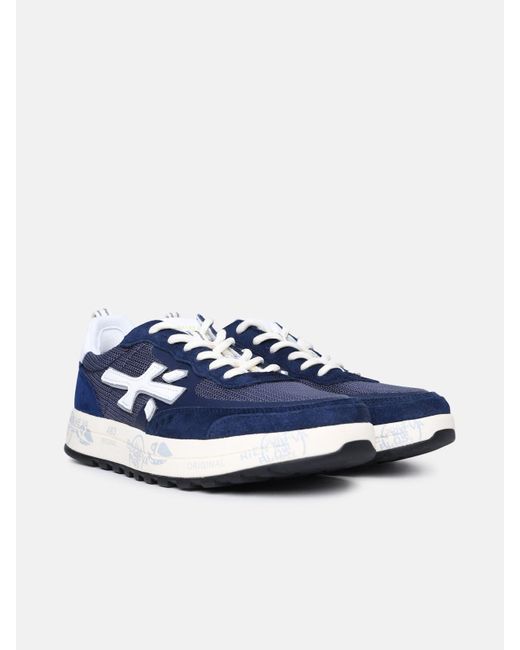 Premiata Blue 'nous' Leather And Fabric Sneakers for men
