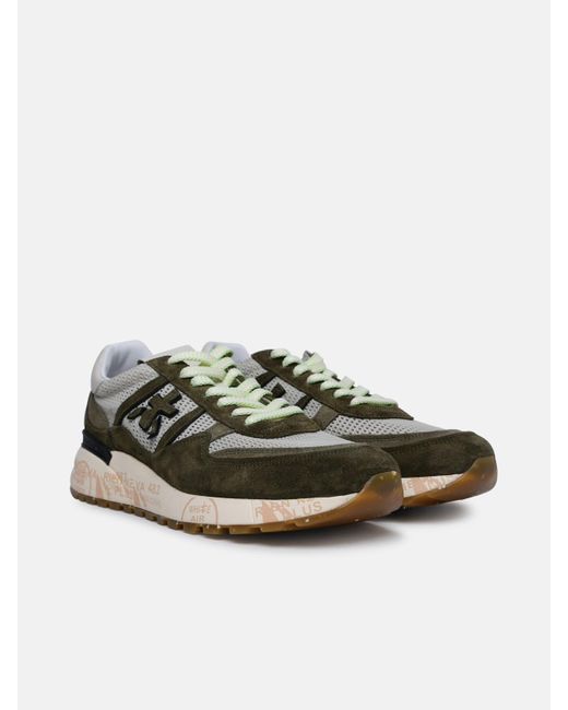 Premiata Green 'landeck' Sneakers In Leather And Fabric for men