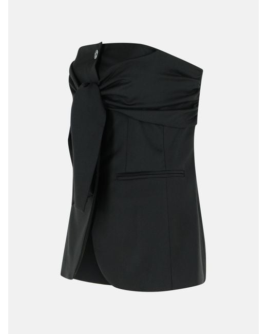 Max Mara Black 'veruska' Virgin Wool Bustier Top
