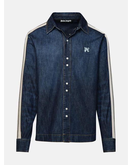 Palm Angels Blue Track Jacket In Cotton for men