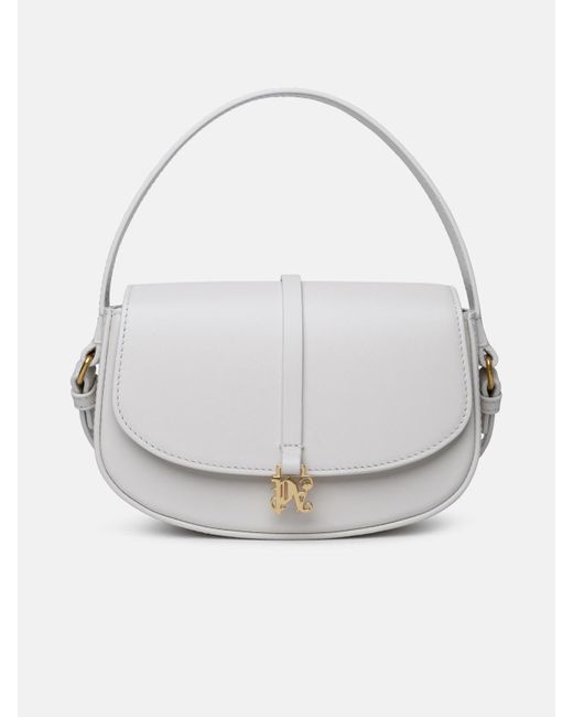 Palm Angels Gray 'lockbag' Cream Leather Bag
