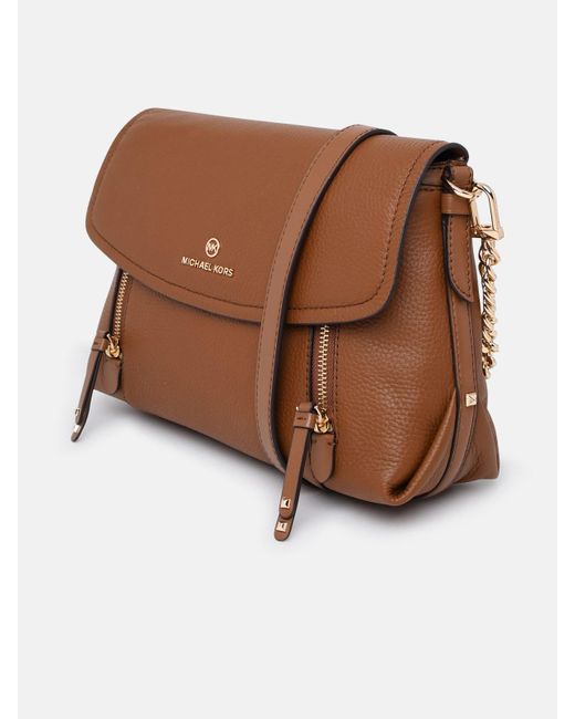MICHAEL Michael Kors Brooklyn Flap Leather Bag in Brown | Lyst