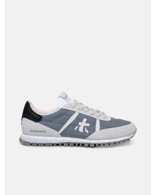 Premiata Gray 'sean' Leather And Fabric Sneakers for men