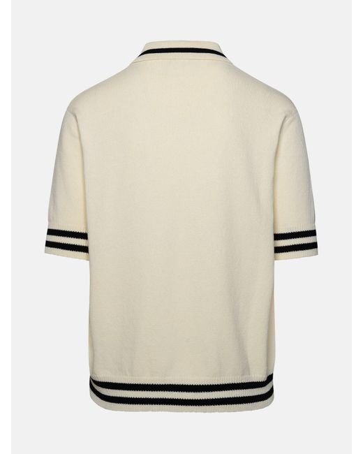 Balmain Natural ' Iconica' Ivory Cotton Blend Polo Shirt for men