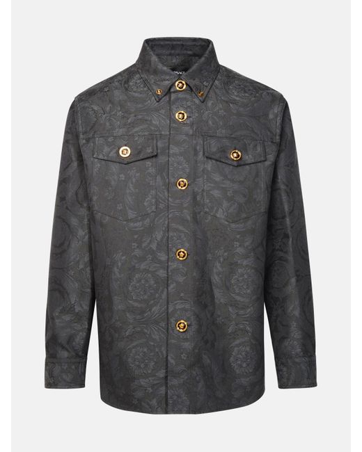 Versace Gray 'barocco' Anthracite Cotton Shirt for men