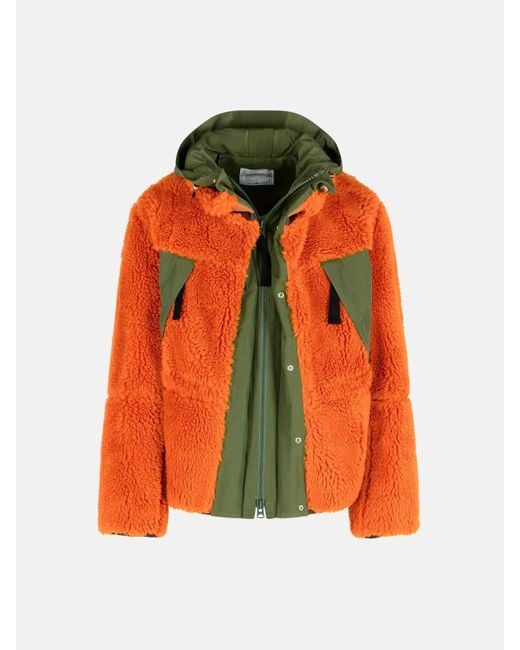 Sacai Orange 'Sherling' Wool Blend Jacket for men