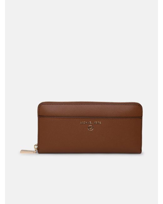 MICHAEL Michael Kors Continental Leather Wallet in Brown | Lyst