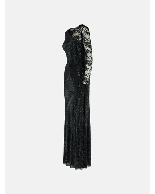 Self-Portrait Black 'Rhinestone' Polyester Dress
