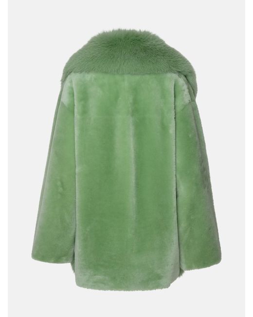 Blancha Green Leather Fur Coat