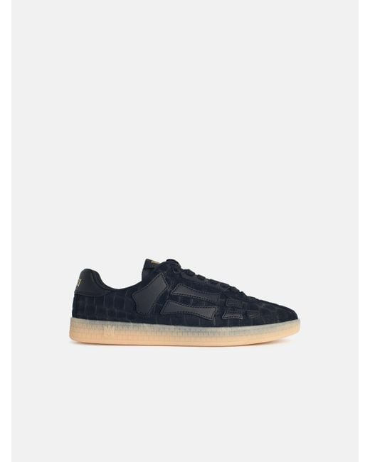 Amiri Blue 'Croc Bones' Suede Sneakers for men