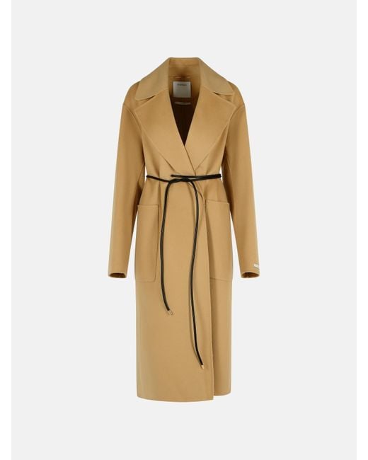 Sportmax Natural Abate' Camel Virgin Wool Robe Coat