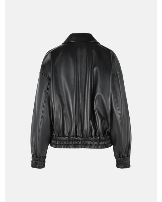 Jil Sander Black Leather Bomber Jacket