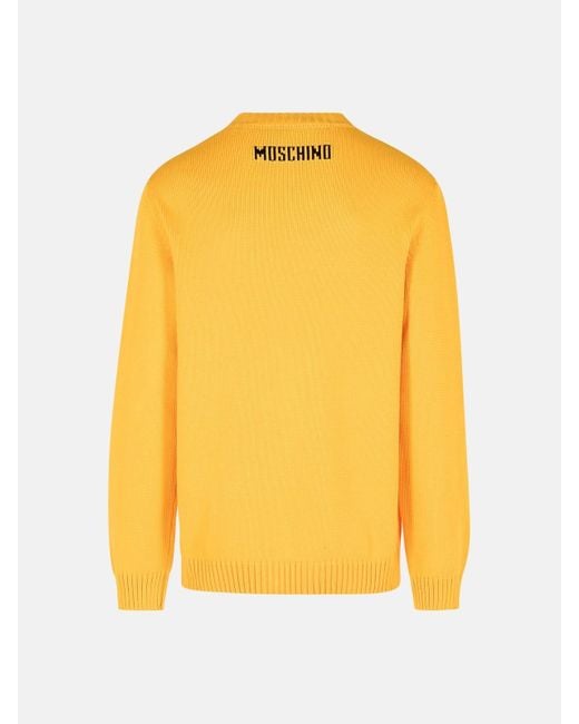Moschino Yellow 'Smile' Cotton Blend Sweater for men