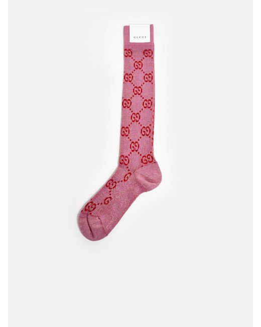 Gucci Pink Lamé GG Socks