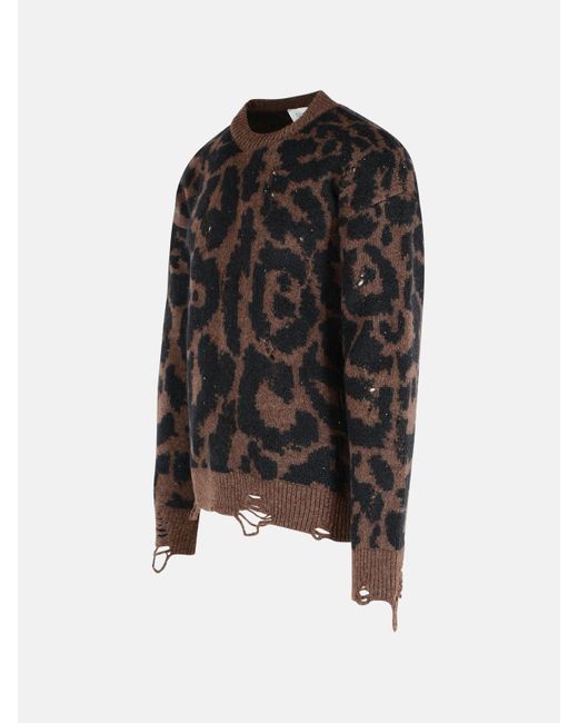 Laneus Black Two-Tone Merino Wool Blend Sweater for men