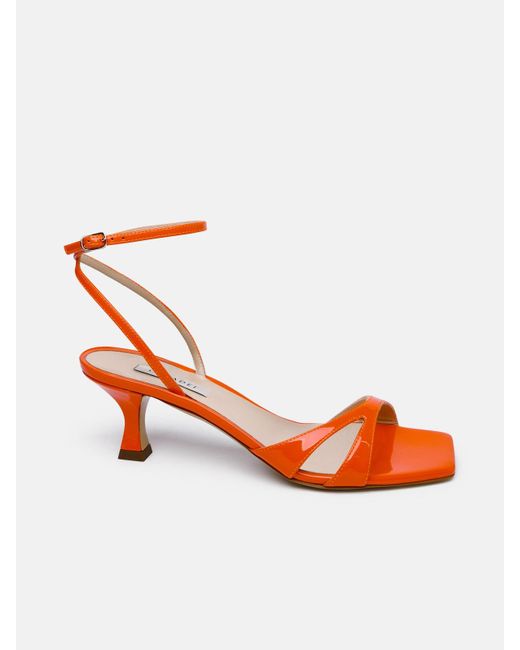 Casadei Orange 'geraldine' Tulip Leather Sandals