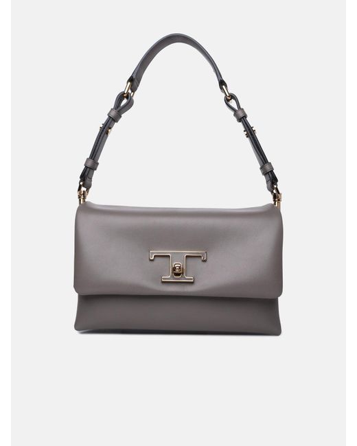 Tod's 'flap T Timeless' Mini Bag In Dove-gray Leather