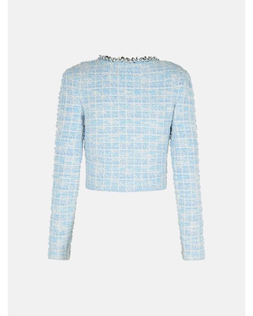 Self-Portrait Blue 'check' Skirt In Light Polyester Blend