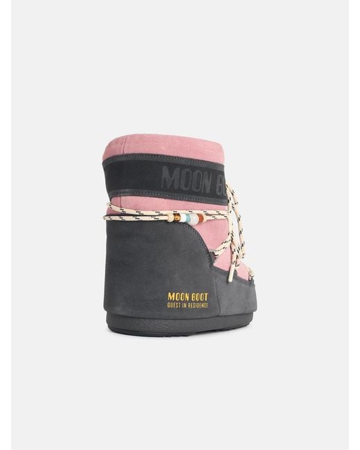 Moonboot Pink 'Icon Low' Suede Boots