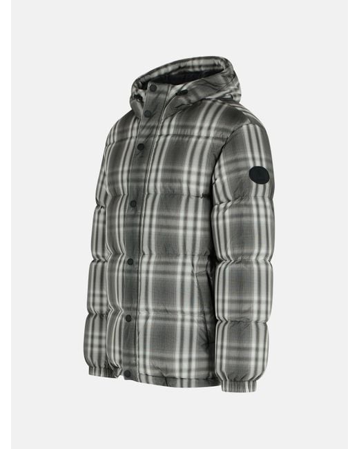 Burberry Gray Gradient 'Check' Hooded Polyester Down Jacket for men