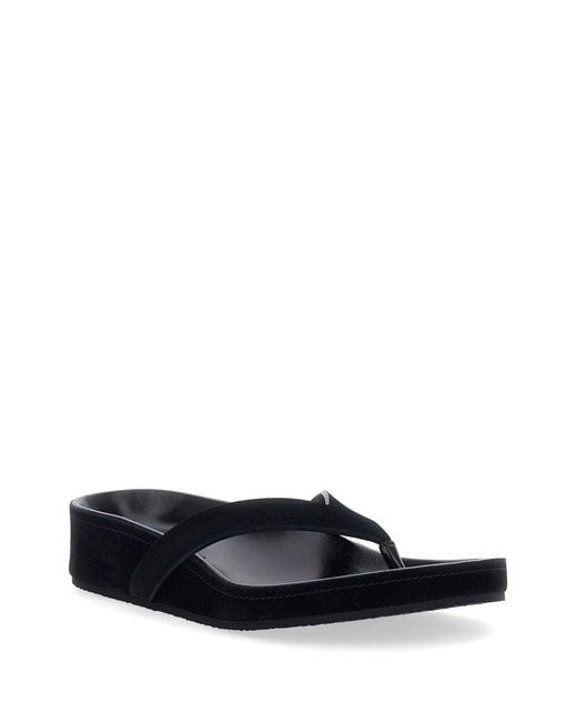 Phoebe Philo White Round Leather Flip Flops