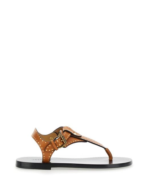 Isabel Marant Brown 'Jooni' Sandals With Buckle Closure And Metal Studs for men
