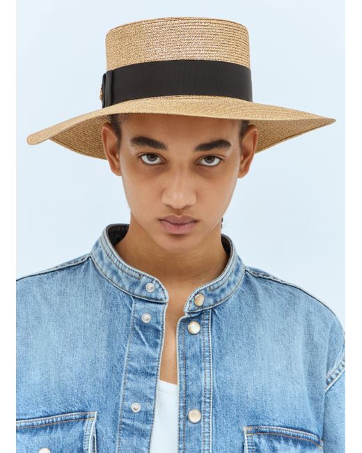 GUCCI ハットGUCCI PAPIER WIDE BRIM HAT Gucci Lamã Papier Hat in Blue | Lyst