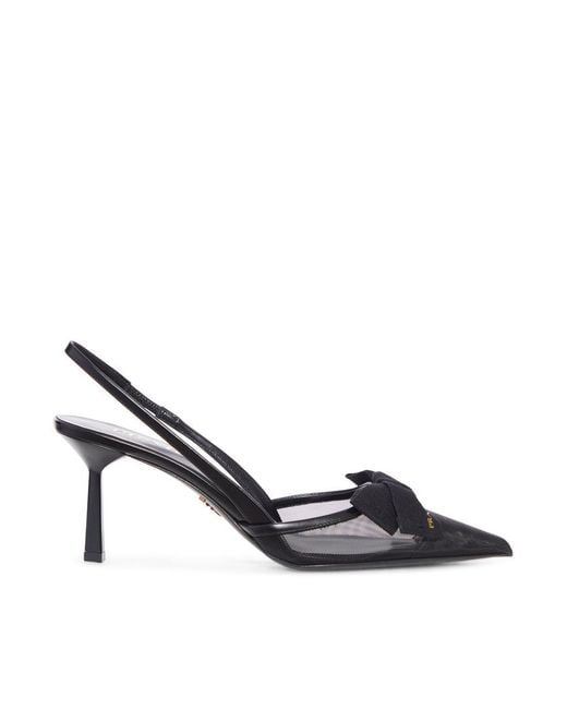 Prada Metallic Mesh Bow Slingback Pumps