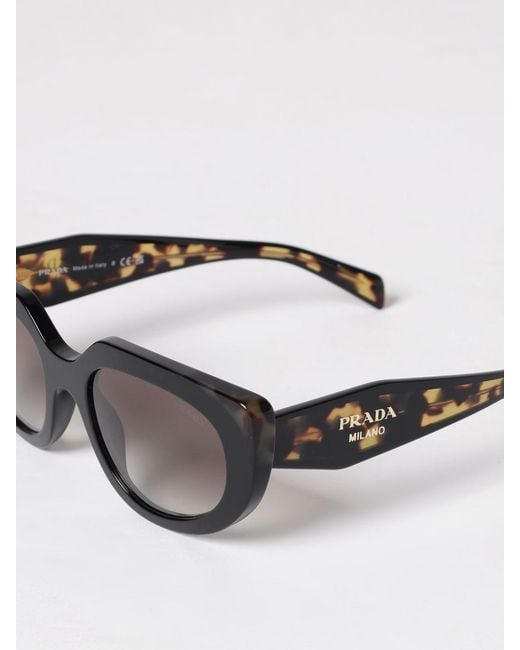 Prada Black Animal Print Acetate Cat-Eye Sunglasses