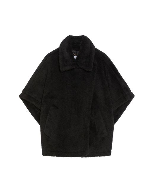 Max Mara Black Alpaca And Wool Teddy Cape