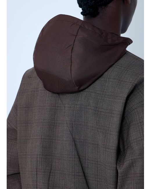 Prada Blue Hooded Wool Jacket for men