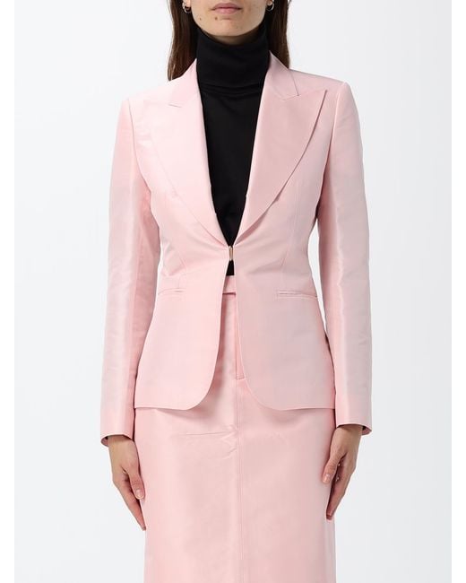 Gucci Pink Cropped Single-Breasted Silk Blazer With Peak Lapels for men