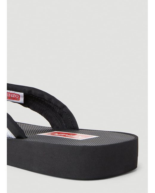 KENZO Black Logo Patch Flip Flops
