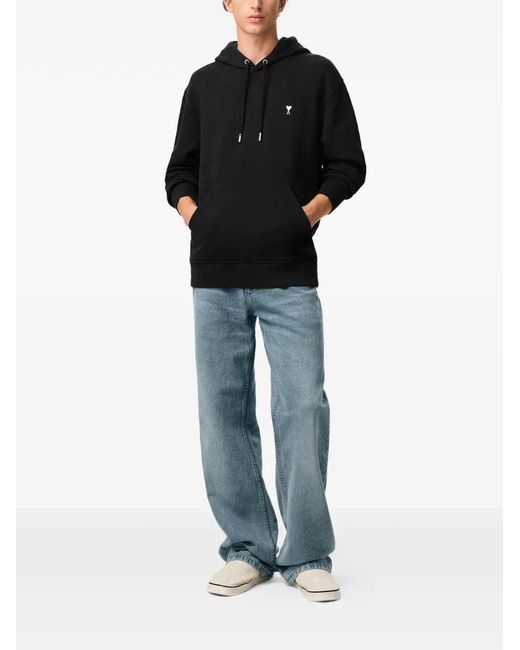 AMI Black Ami Hoodie for men