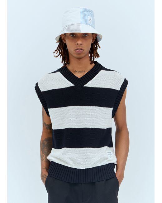 Thom Browne Blue Quarter Bucket Hat for men