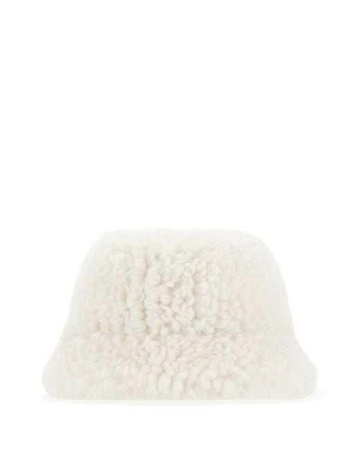 Prada White Ivory Eco Shearling Hat