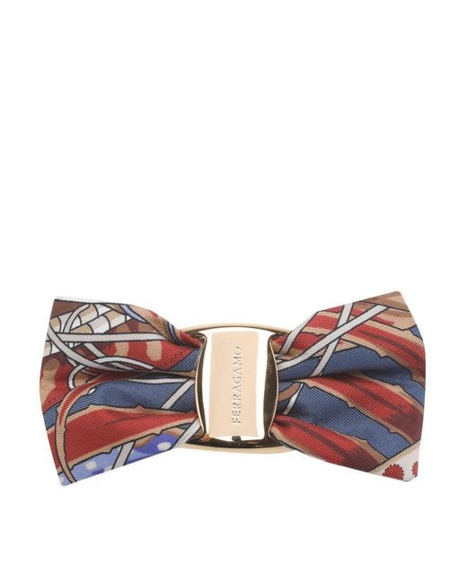Ferragamo Women's Red Bow Hair Clip With Rooster Pattern