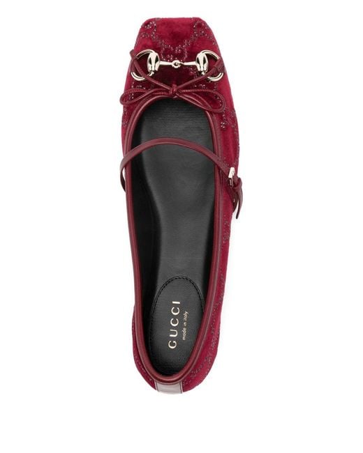 Gucci Red Horsebit Ballets
